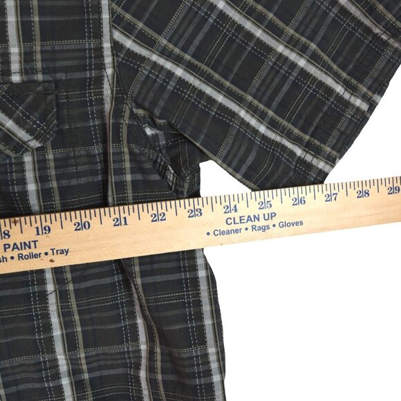 REI Hiking Shirt Mens XL Brown Plaid Organic Cotton Outdoors Zip Pocket Button - Picture 6 of 6